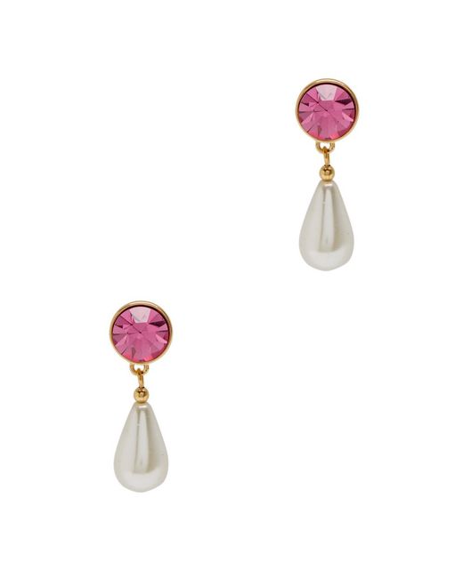 Kenneth Jay Lane White Crystal And Pearl-embellished Drop Earrings