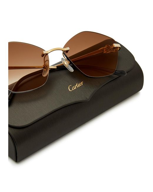 Cartier White Rimless Hexagon-frame Sunglasses