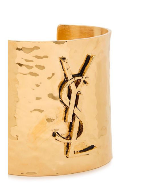 Saint Laurent Natural Logo Hammered Cuff