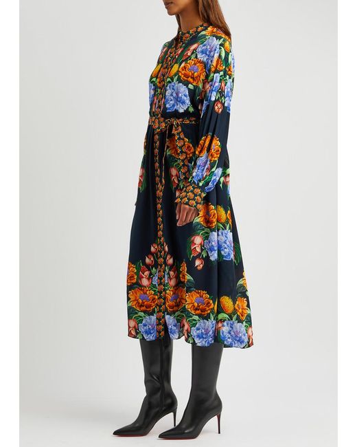 Borgo De Nor Multicolor Camilla Floral-print Midi Dress