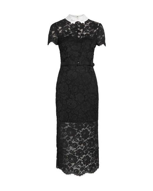 Self-Portrait Black Tailored Guipure Lace Midi Dress