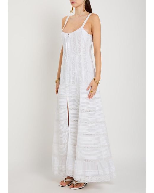 LoveShackFancy White Calyx Pintuck Cotton Maxi Dress
