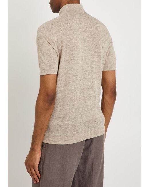 Brunello Cucinelli Natural Linen And Cotton-Blend Polo Shirt for men
