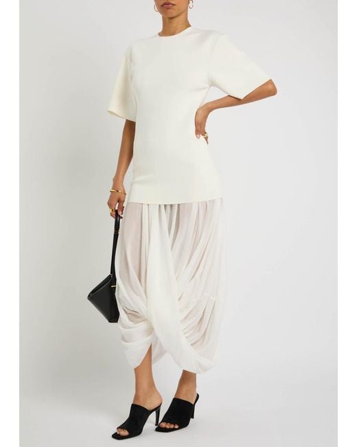 Totême  White Cocoon Draped Maxi Dress