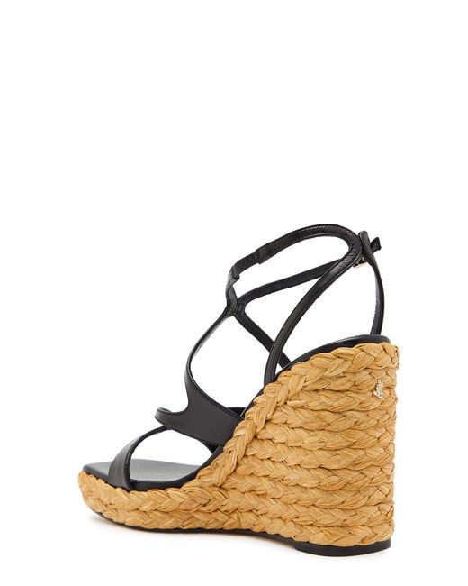 Jimmy Choo Metallic Ayla 110 Leather Espadrille Wedge Sandals
