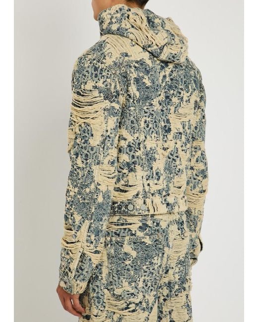 Acne Multicolor Hooded Distressed Denim Jacket for men