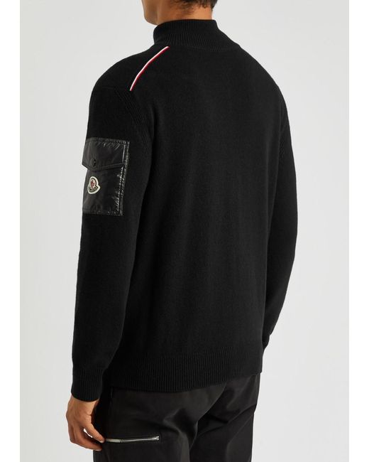 Moncler Black Logo Wool-knit Sweatshirt for men