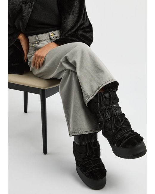 Moon Boot Black Icon Padded Faux Fur Mid-Calf Snow Boots