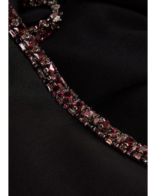 Roland Mouret Black Bow Crystal-Embellished Satin And Crepe Gown