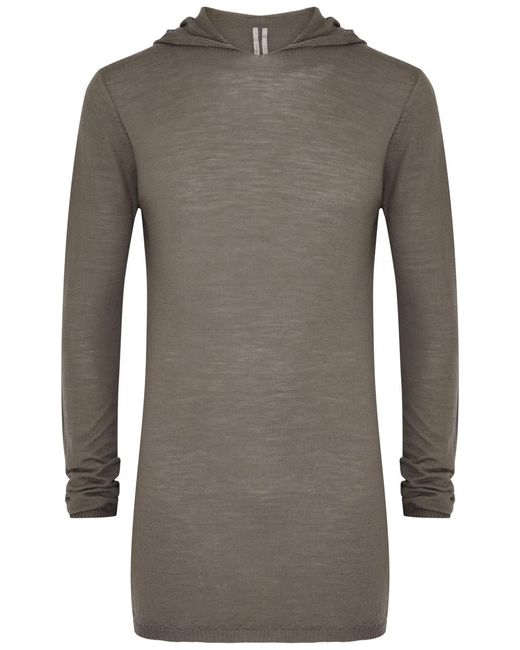 Rick Owens Gray Hooded Wool Sweatshirt for men