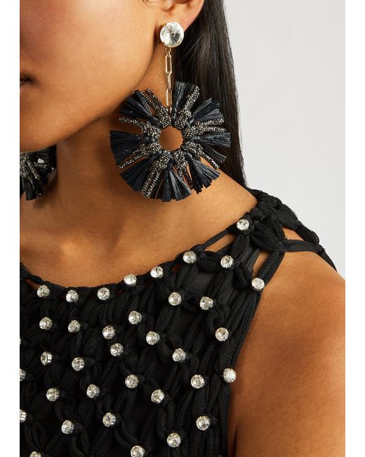 Rosantica Black Lula Embellished Clip-on Drop Earrings