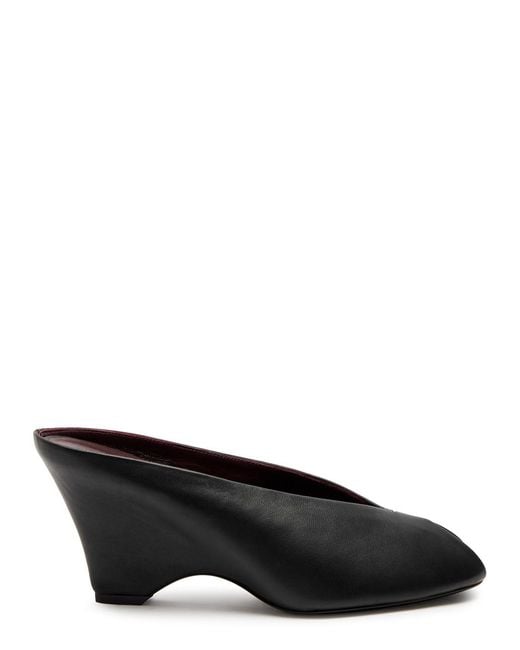 Khaite Black Cloak 75 Peep-Toe Leather Mules
