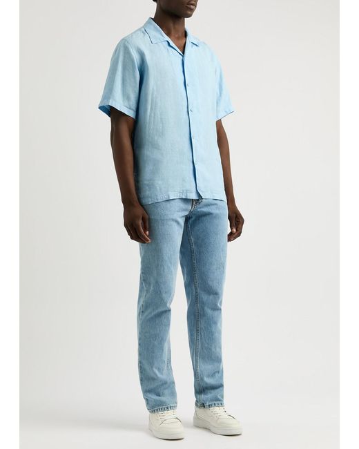 NN07 Blue Julio Linen Shirt for men