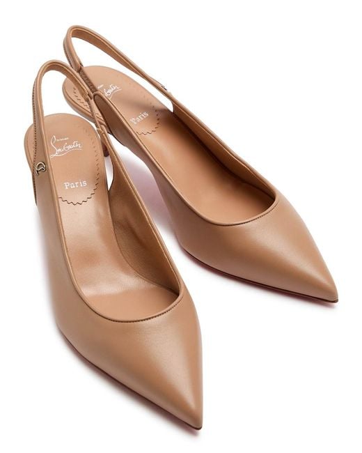 Christian Louboutin Brown Sporty Kate 55 Leather Slingback Pumps