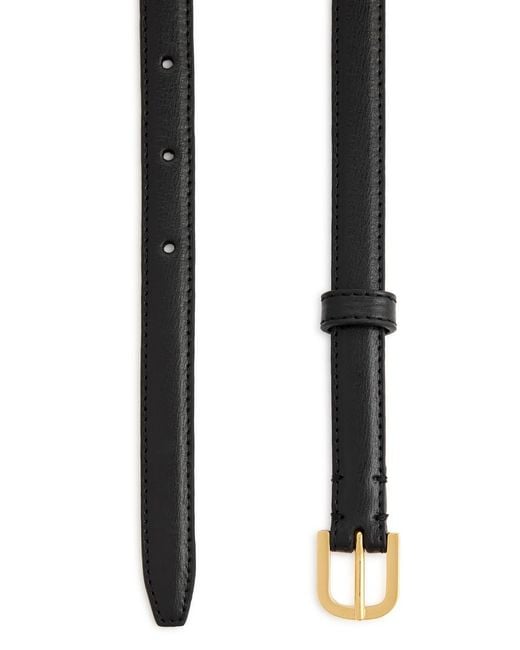 Totême Black Engraved Buckle Leather Belt