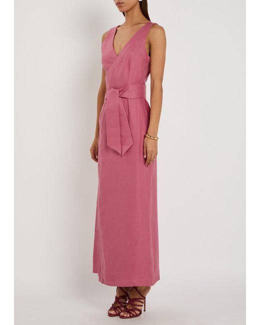 Giuliva Heritage Pink Lyra Linen Maxi Wrap Dress