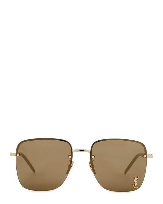 Saint Laurent Metallic Tone Rimless Square-Frame, Sunglasses, Trim