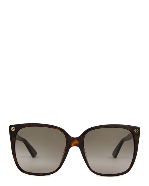 Gucci Brown Tortoiseshell Square-Frame Sunglasses, Sunglasses
