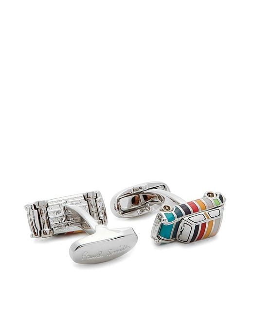 Paul Smith White Mini Car Enamelled Cufflinks for men
