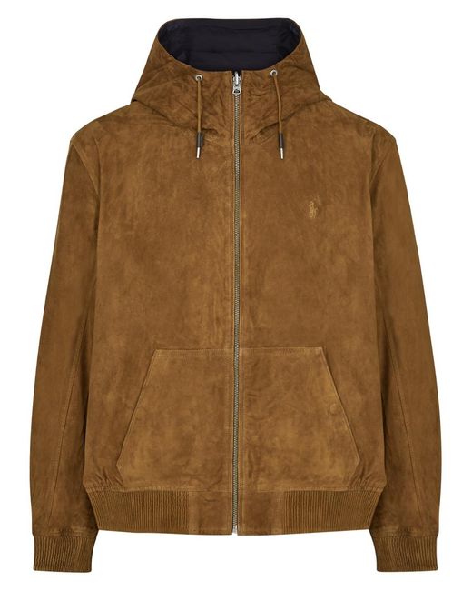 Polo Ralph Lauren Hooded Reversible Suede Jacket in Brown for Men | Lyst