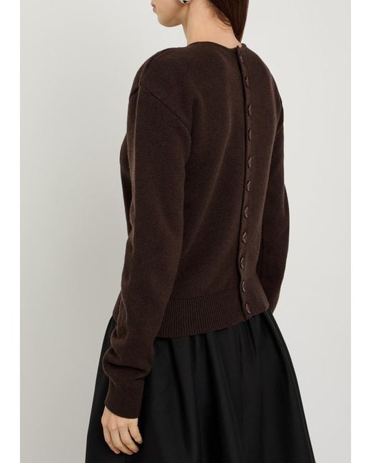 Lemaire Brown Reversible Buttoned Wool And Cashmere-Blend Jumper