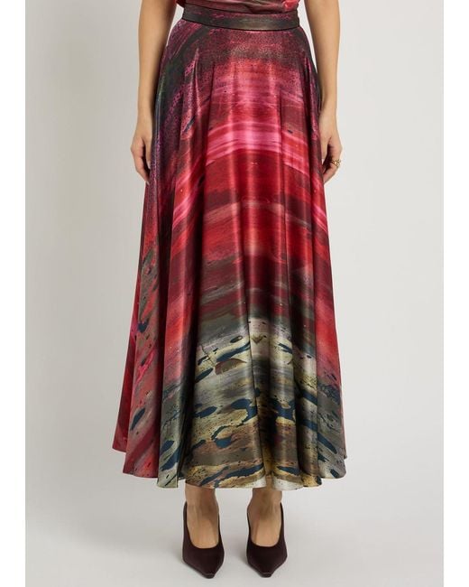 Roksanda Red Ameera Printed Silk Skirt