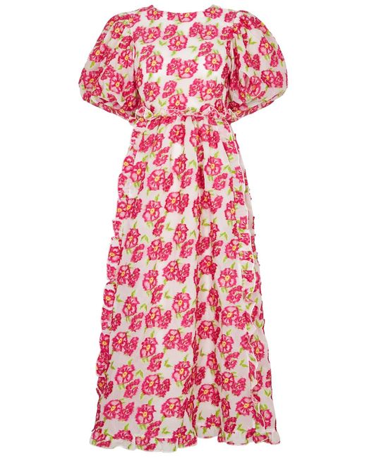 Sister Jane Synthetic Scallop Shore Floral-jacquard Organza Midi Dress ...