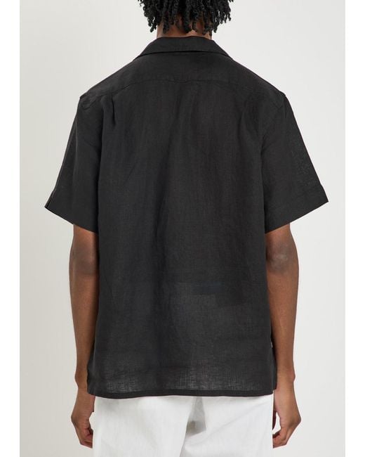 Polo Ralph Lauren Black Logo-Embroidered Linen Shirt for men
