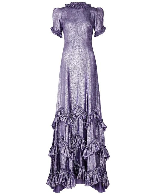 The Vampire's Wife Purple The Vampire'Wife Sky Rocket Ruffled Lamé Gown