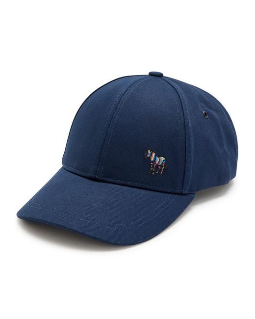Paul Smith Blue Zebra-Embroidered Cotton Cap for men