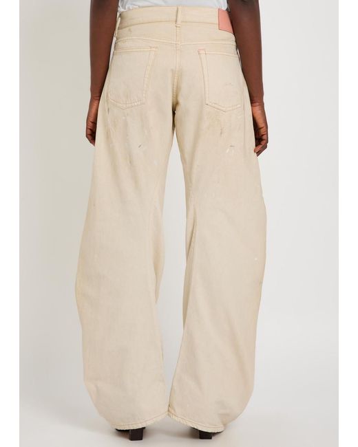 Acne Natural 2006F Paint-Splatter Curved Wide-Leg Jeans
