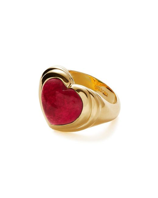 Missoma Red Jelly Heart 18kt Gold-plated Ring