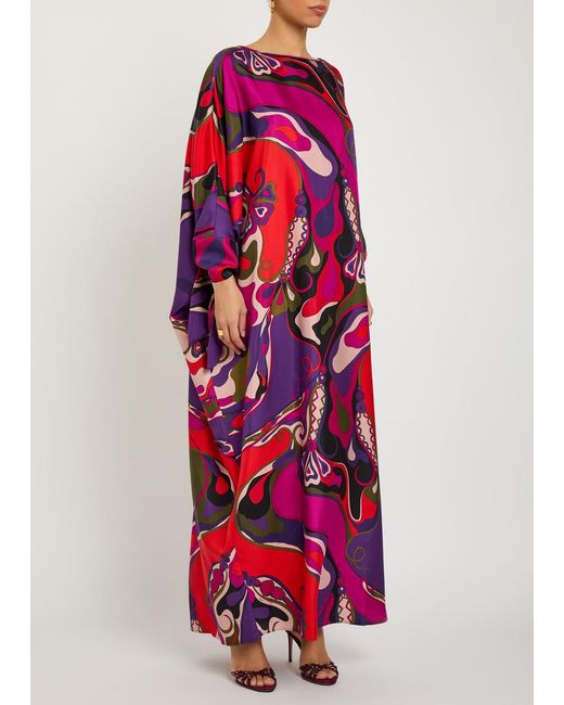 Emilio Pucci Red Printed Silk Gown