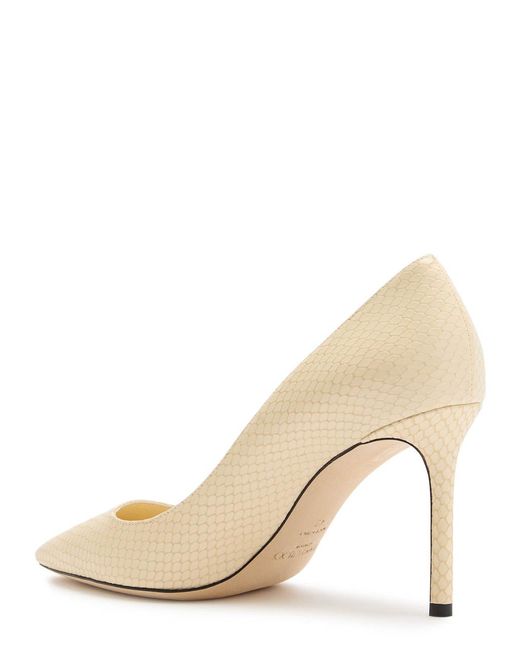 Jimmy Choo Natural Romy 85 Python-Effect Leather Pumps