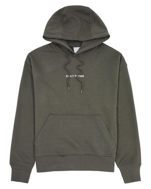 Daily Paper Gray Logo-Embroidered Hooded Cotton Sweatshirt for men