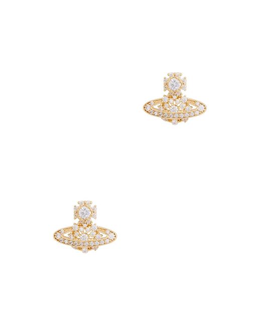 Vivienne Westwood White Narcissa Orb-embellished Gold-tone Stud Earrings