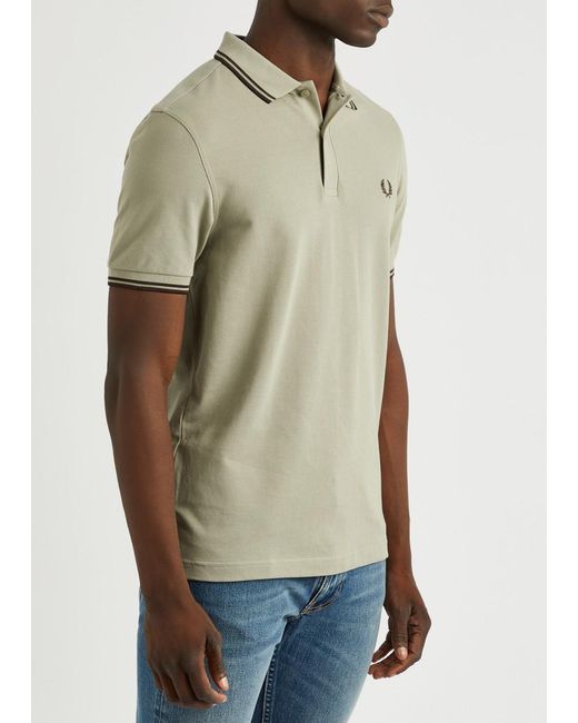 Fred Perry Green Logo-Embroidered Piqué Cotton Polo Shirt for men