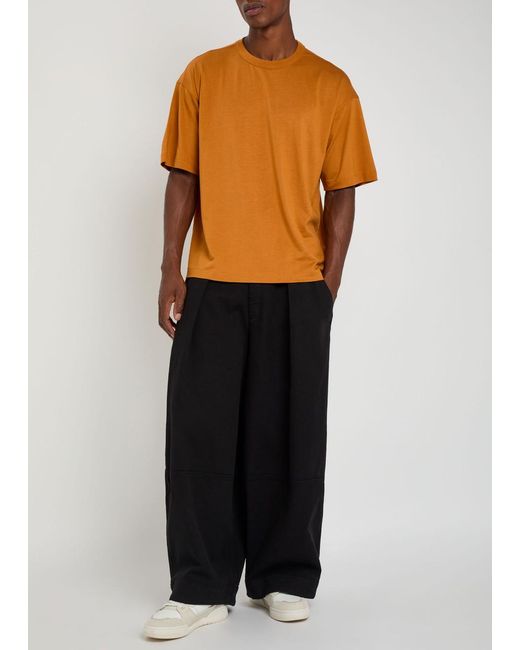 YMC Blue Deadbeat Wide-Leg Stretch-Cotton Trousers for men