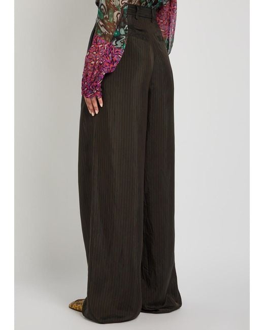 Dries Van Noten Brown Penn Pinstriped Wide-Leg Woven Trousers