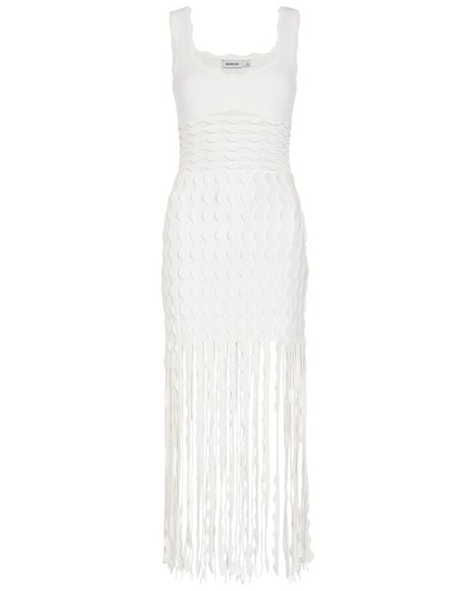 Jonathan Simkhai White Brionne Scalloped Knit Midi Dress