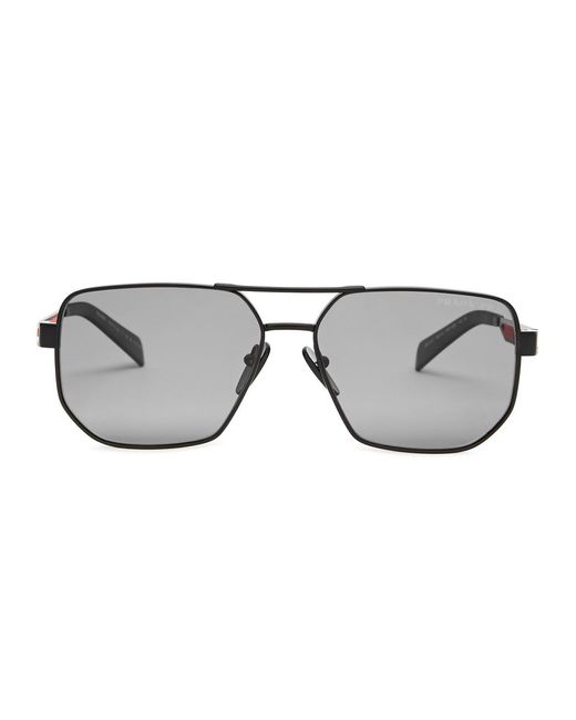 Prada Linea Rossa Black Aviator-style Sunglasses for men
