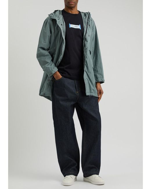 C P Company Green Goggle Hooded Coated Nylon Parka for men