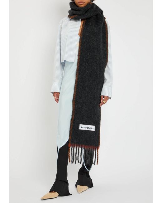 Acne Black Valley Wool-Blend Scarf