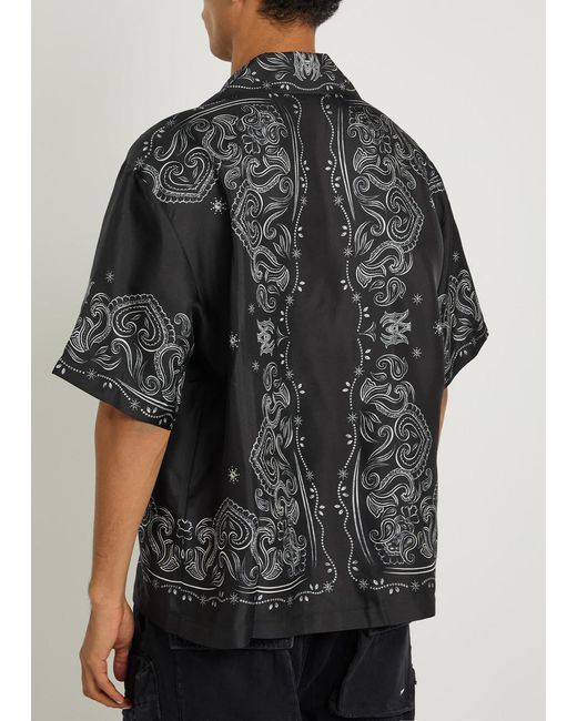 Amiri Black Bandana-Print Silk Shirt for men