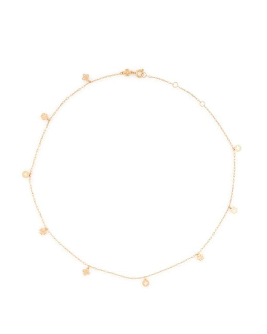 Tory Burch White Forget Me Not 18Kt-Plated Necklace