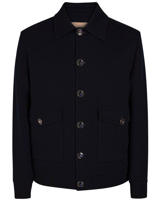 Valentino Garavani Blue Wool And Cashmere-Blend Bomber Jacket for men
