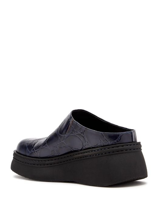 Miista Black Kristi Crocodile-Effect Leather Mules