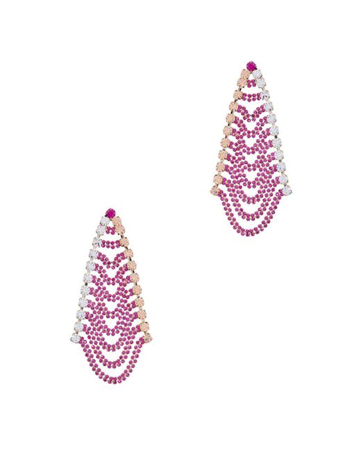 Rosantica Pink Patchwork Crystal-embellished Drop Earrings