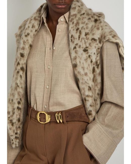 Brunello Cucinelli Natural Embellished Wool Shirt