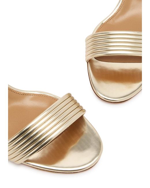 Aquazzura Natural Sundance 50 Metallic Leather Sandals